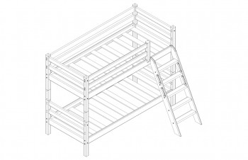 Кровать Соня вариант 12 низкая с наклонной лестницей Белый полупрозрачный в Алдане - aldan.mebel54.com | фото