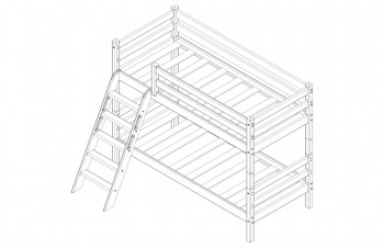 Кровать Соня вариант 12 низкая с наклонной лестницей Белый полупрозрачный в Алдане - aldan.mebel54.com | фото