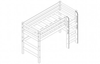 Кровать Соня вариант 5 полувысокая с прямой лестницей белый полупрозрачный в Алдане - aldan.mebel54.com | фото