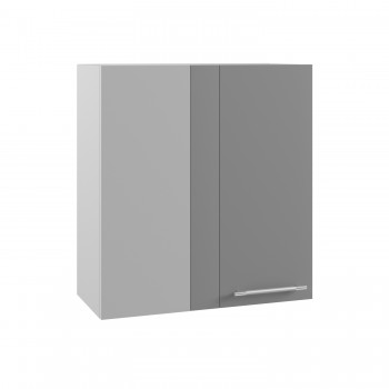Квадро ПУ 650 шкаф верхний угловой (Белая кожа/корпус Серый) в Алдане - aldan.mebel54.com | фото