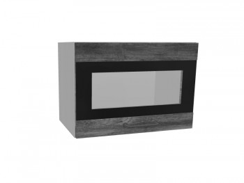 Лофт ПГСФ 500 шкаф верхний горизонтальный со стеклом и фотопечатью (Дуб бурый/корпус Серый) в Алдане - aldan.mebel54.com | фото