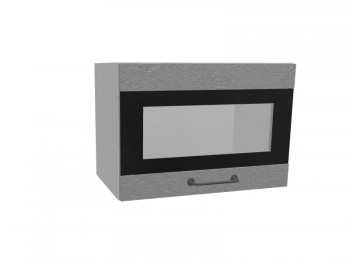 Лофт ПГСФ 500 шкаф верхний горизонтальный со стеклом и фотопечатью (Штукатурка серая/корпус Серый) в Алдане - aldan.mebel54.com | фото