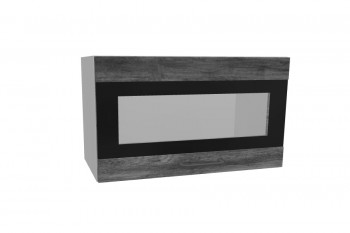 Лофт ПГСФ 600 шкаф верхний горизонтальный со стеклом и фотопечатью (Дуб бурый/корпус Серый) в Алдане - aldan.mebel54.com | фото
