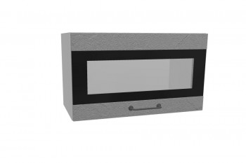 Лофт ПГСФ 600 шкаф верхний горизонтальный со стеклом и фотопечатью (Штукатурка серая/корпус Серый) в Алдане - aldan.mebel54.com | фото