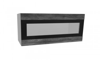 Лофт ПГСФ 800 шкаф верхний горизонтальный со стеклом и фотопечатью (Дуб бурый/корпус Серый) в Алдане - aldan.mebel54.com | фото