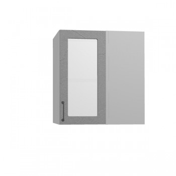 Лофт ПУС 650 шкаф верхний угловой со стеклом (Штукатурка серая/корпус Серый) в Алдане - aldan.mebel54.com | фото