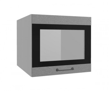 Лофт ВПГСФ 500 шкаф верхний горизонтальный со стеклом высокий с фотопечатью (Штукатурка серая/корпус Серый) в Алдане - aldan.mebel54.com | фото