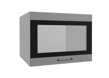 Лофт ВПГСФ 600 шкаф верхний горизонтальный со стеклом высокий с фотопечатью (Штукатурка серая/корпус Серый) в Алдане - aldan.mebel54.com | фото