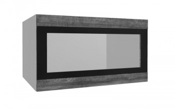 Лофт ВПГСФ 800 шкаф верхний горизонтальный со стеклом высокий с фотопечатью (Дуб бурый/корпус Серый) в Алдане - aldan.mebel54.com | фото