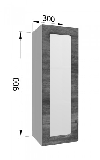 Лофт ВПС 300 шкаф верхний со стеклом высокий (Дуб бурый/корпус Серый) в Алдане - aldan.mebel54.com | фото