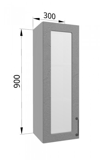 Лофт ВПС 300 шкаф верхний со стеклом высокий (Штукатурка серая/корпус Серый) в Алдане - aldan.mebel54.com | фото