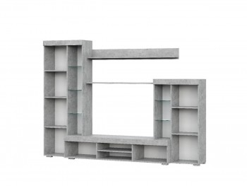 Мебель для гостиной МГС 5 Цемент светлый / Белый в Алдане - aldan.mebel54.com | фото