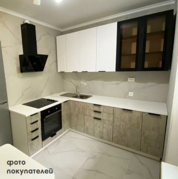 Модульная кухня Норд 1,6 м (Софт даймонд/Камень беж/Белый) в Алдане - aldan.mebel54.com | фото