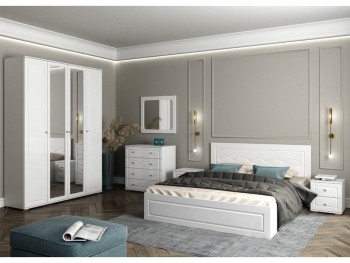 Модульная спальня Барселона (Белый/Белый глянец) в Алдане - aldan.mebel54.com | фото