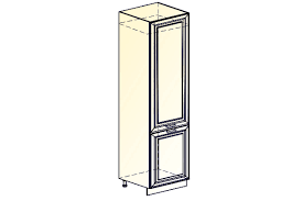 Монако Шкаф-пенал L600 под холодильник (2 дв. гл.) (Белый/Айвори матовый) в Алдане - aldan.mebel54.com | фото