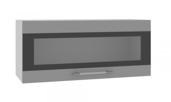 Норд ШВГС 800 Шкаф верхний горизонтальный со стеклом (Софт черный/корпус Белый) в Алдане - aldan.mebel54.com | фото