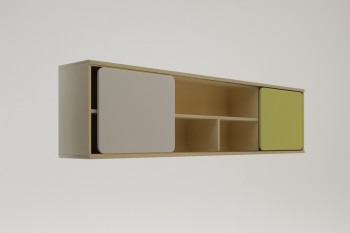 Полка между шкафами 1660 Эппл (Зеленый/Белый/корпус Клен) в Алдане - aldan.mebel54.com | фото