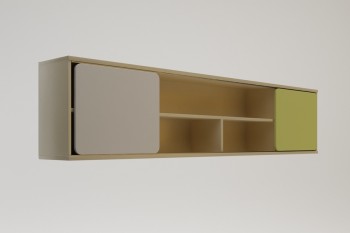 Полка между шкафами 1960 Эппл (Зеленый/Белый/корпус Клен) в Алдане - aldan.mebel54.com | фото
