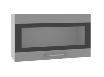 Ройс ВПГСФ 800 Шкаф верхний горизонтальный со стеклом с фотопечатью высокий (Грей софт/корпус Серый) в Алдане - aldan.mebel54.com | фото
