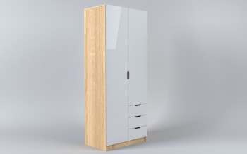 Шкаф 2-х створчатый с ящиками Лофт (Белый/корпус Дуб Сонома) в Алдане - aldan.mebel54.com | фото
