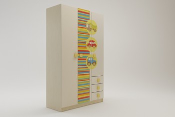 Шкаф 3-х створчатый с ящиками Клаксон (Бежевый/корпус Клен) в Алдане - aldan.mebel54.com | фото