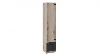 Шкаф для белья комбинированный «Окланд» (Фон Черный/Дуб Делано) в Алдане - aldan.mebel54.com | фото