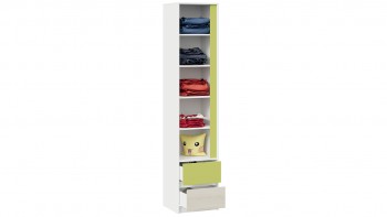 Шкаф для белья комбинированный «Сканди» Дуб Гарден/Белый/Зеленый в Алдане - aldan.mebel54.com | фото
