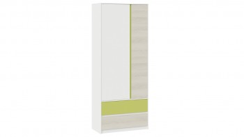 Шкаф для одежды комбинированный «Сканди» Дуб Гарден/Белый/Зеленый в Алдане - aldan.mebel54.com | фото