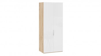 Шкаф для одежды с 2 глухими дверями «Эмбер» Яблоня Беллуно/Белый глянец в Алдане - aldan.mebel54.com | фото