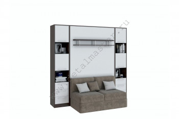Шкаф-кровать с диваном БЕЛА с полкой ножкой в Алдане - aldan.mebel54.com | фото