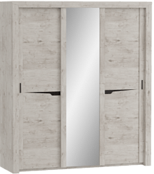 Шкаф трехдверный Соренто с раздвижными дверями Дуб бонифаций/Кофе структурный матовый в Алдане - aldan.mebel54.com | фото