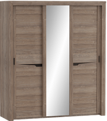 Шкаф трехдверный Соренто с раздвижными дверями Дуб стирлинг/Кофе структурный матовый в Алдане - aldan.mebel54.com | фото