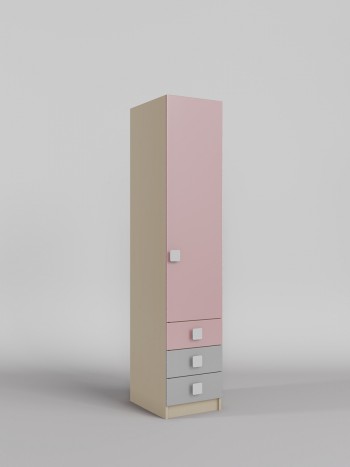 Шкаф угловой (секция с ящиками) Грэйси (Розовый/Серый/корпус Клен) в Алдане - aldan.mebel54.com | фото