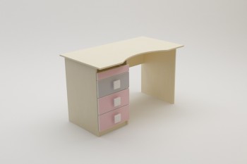 Стол (столешница с выемкой) Грэйси (Розовый/Серый/корпус Клен) в Алдане - aldan.mebel54.com | фото