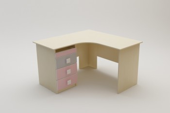Стол угловой Грэйси (Розовый/Серый/корпус Клен) в Алдане - aldan.mebel54.com | фото