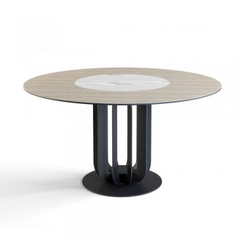 Стол круглый Rotor (160), шпон + керамика светлая в Алдане - aldan.mebel54.com | фото