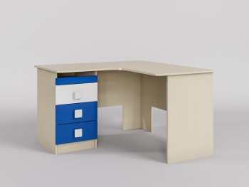 Стол угловой Скай люкс (Синий/Белый/корпус Клен) в Алдане - aldan.mebel54.com | фото
